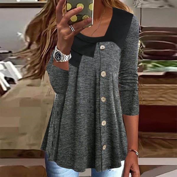 Chic Grey Long Sleeve Top