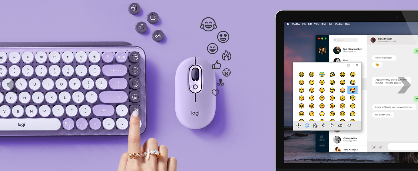 zoom on pop keys cosmos purple color emoji keys and pop mouse emoji button