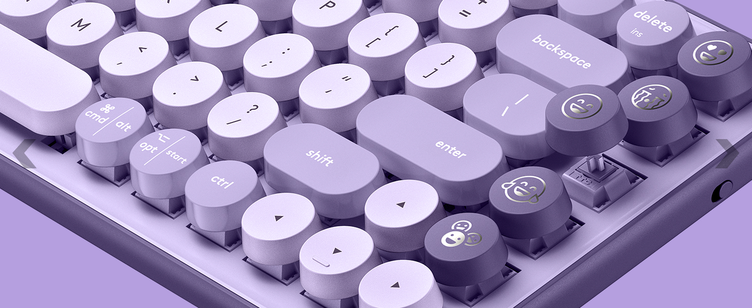 zoom on pop keys cosmos purple swappable emoji buttons