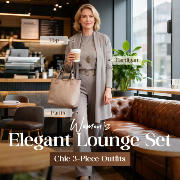 Elegant 3-piece set including long cardigan, top and pants💞