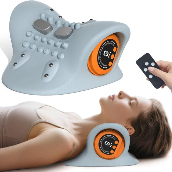 Neck Massager 2026 - New Upgrade 3 in 1 Portable Massager with Heat, Pulse & Vibration - Ergonomic Design, Electric Neck and Shoulder Massager for Relaxation at Home,Office,Trave (Gray)