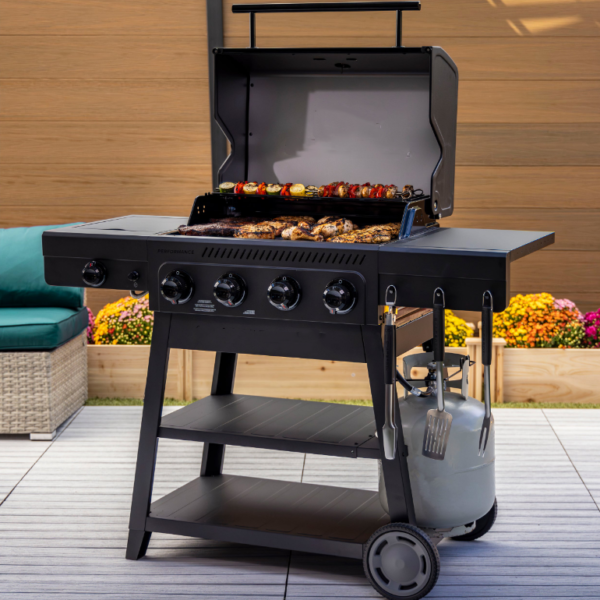 🔥Limited Availability🔥4 Burner Cart Gas Grill with Side Burner Black Gray